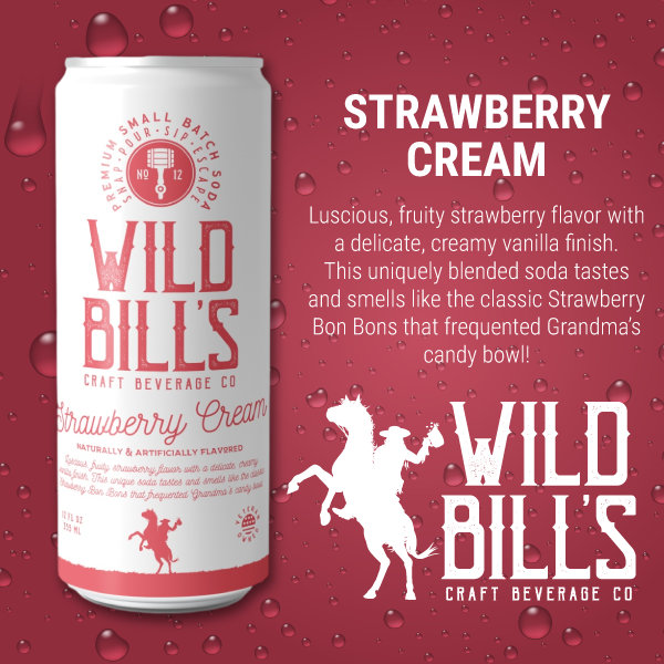 Wild Bill's Premium Strawberry Cream Cane Sugar Soda