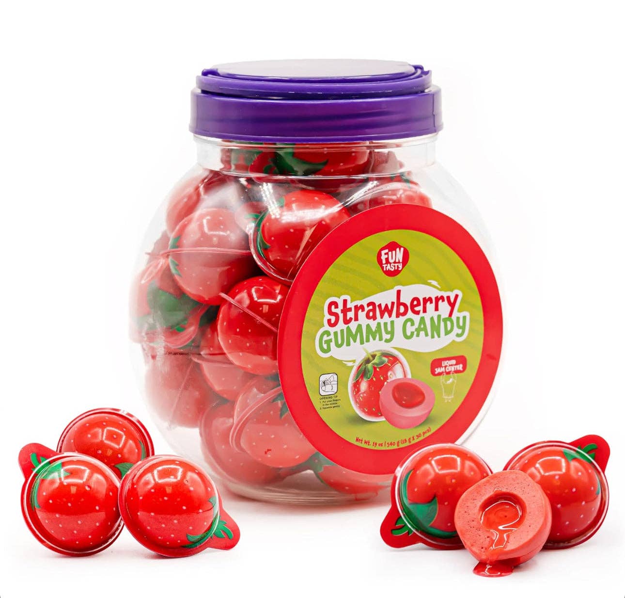 Funtasty Strawberry Gummy Balls with Jam Center – ZaZoLi