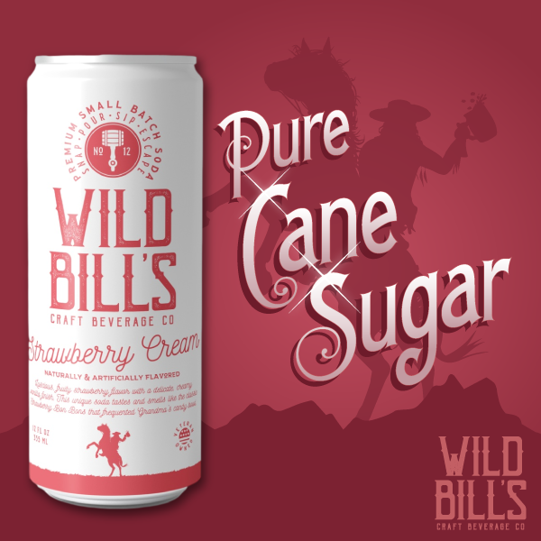 Wild Bill's Premium Strawberry Cream Cane Sugar Soda