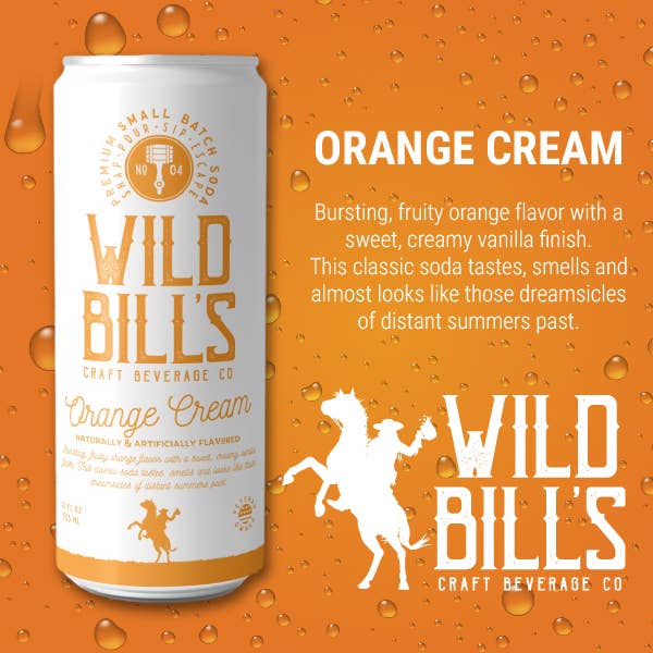 Wild Bill's Premium Orange Cream Cane Sugar Soda