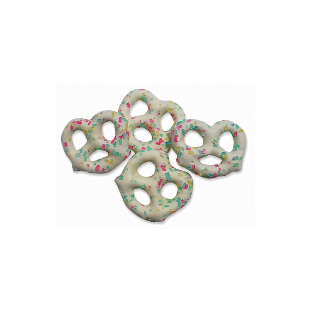 White Chocolate Mini Pretzels with Rainbow Nonpareils