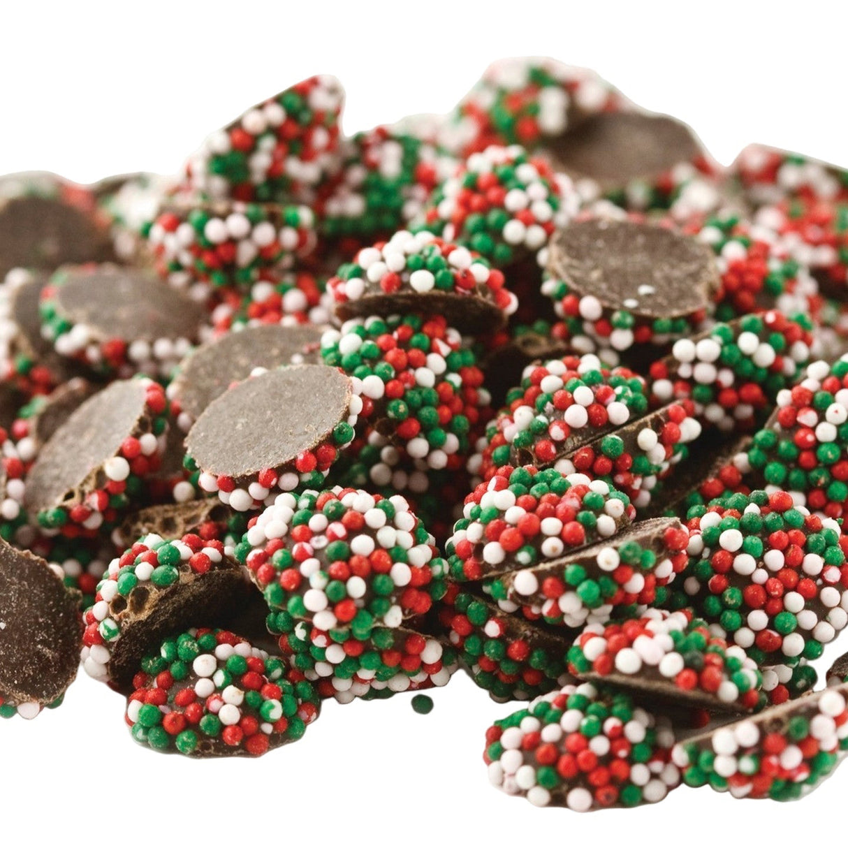 Miniature Dark Chocolate Christmas Nonpareils - Bulk Quantities