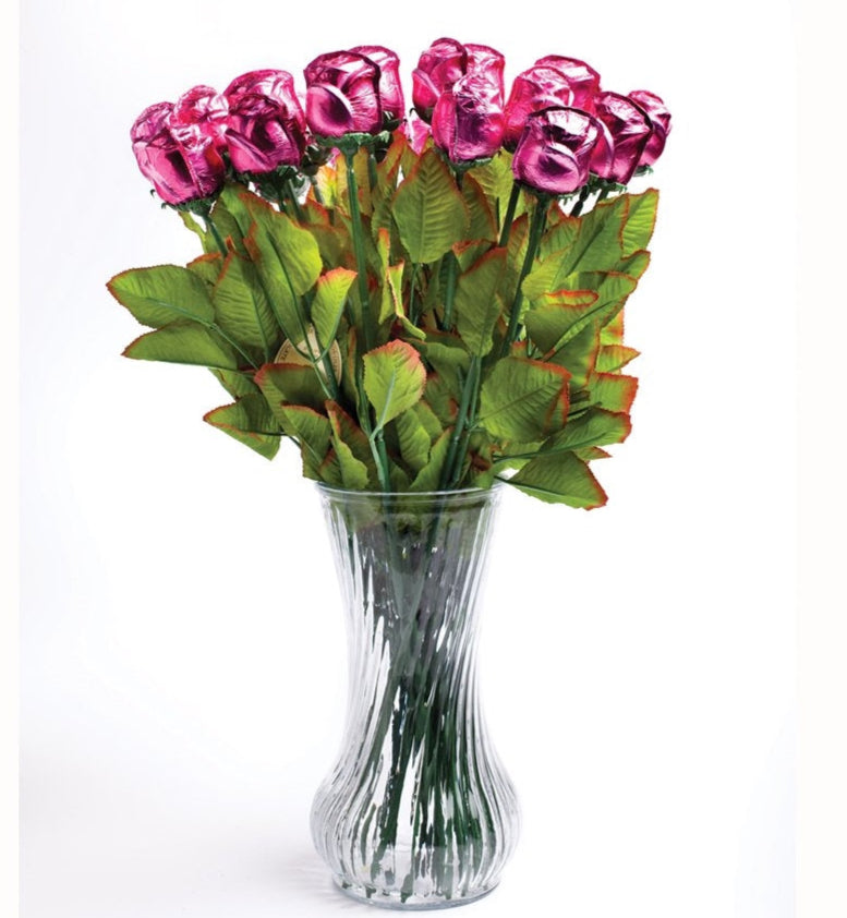 Milk Chocolate Long Stem Pink Rose