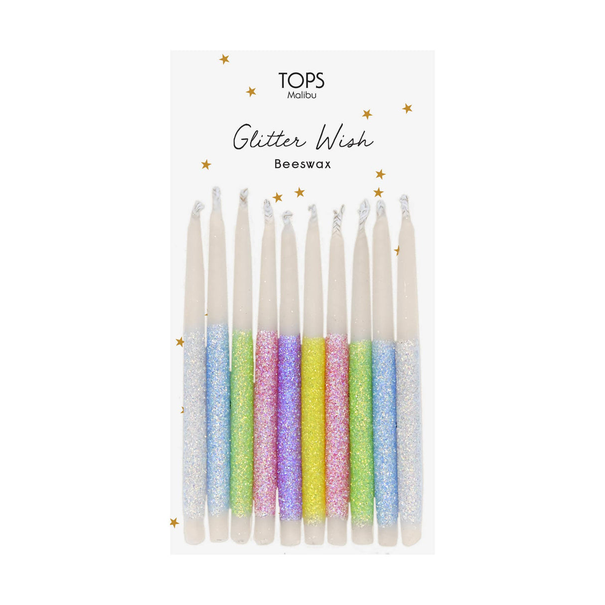 Glitter Wish 3" Beeswax Candles - Multi-Color - Set of 10