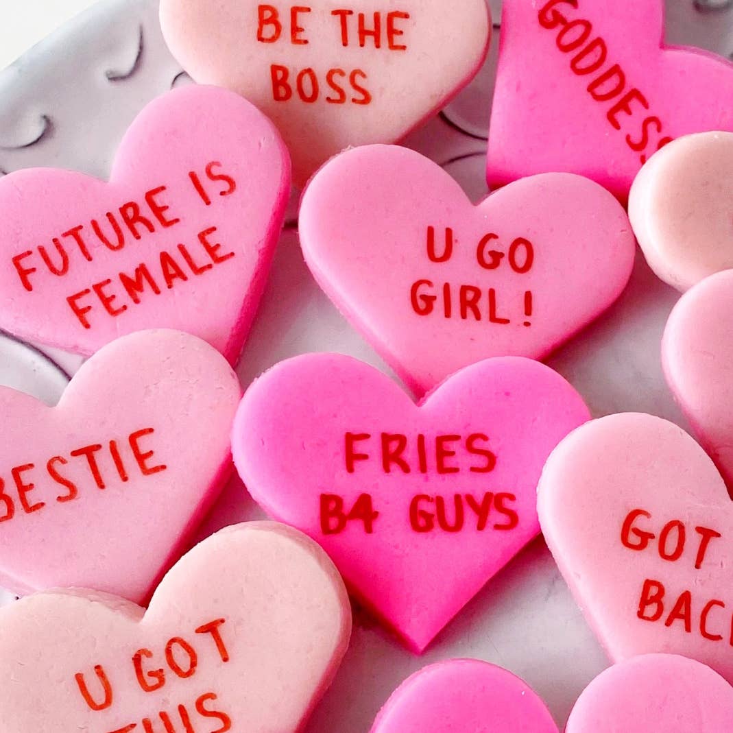 Gourmet Marzipan Galentine's Day Candy Conversation Heart