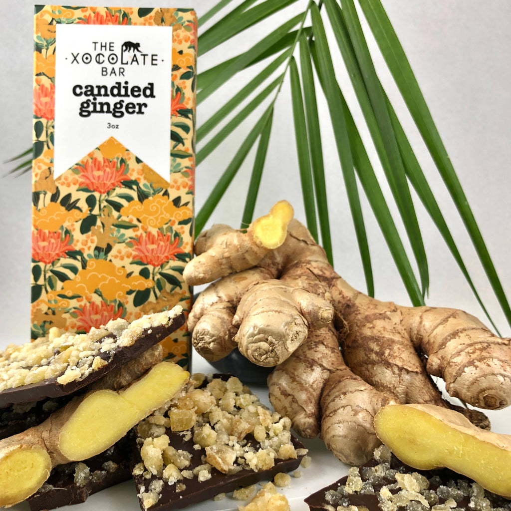 Candied Ginger Bar - Organic Vegan Dark Chocolate Bar