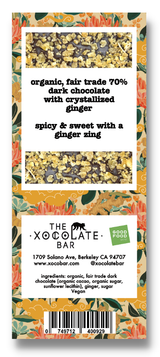 Candied Ginger Bar - Organic Vegan Dark Chocolate Bar