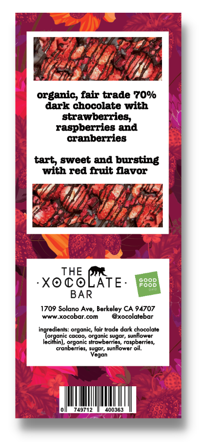 Very Berry Bar - Organic Fair Trade Vegan Dark Chocolate Bar