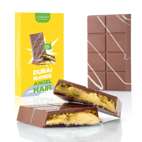 Angel Hair Dubai Chocolate Bar- Lemon Cotton Candy