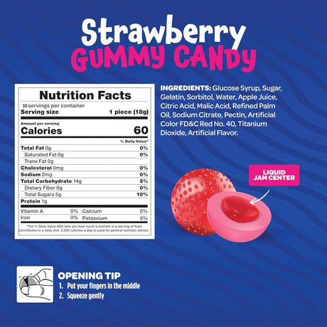 Funtasty Strawberry Gummy Balls with Jam Center