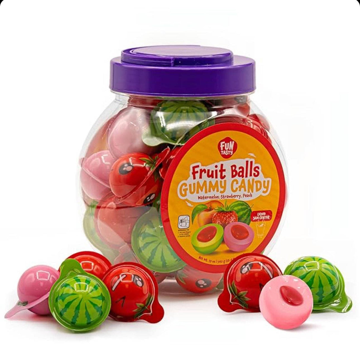 Funtasty Assorted Fruit Gummy Balls with Jam Center