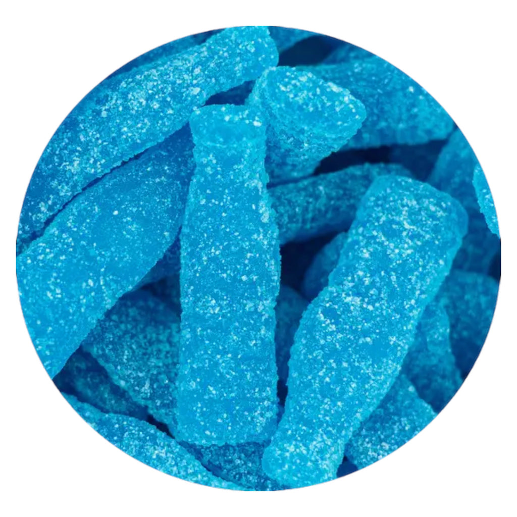 Fizzy Blue Sour Gummy Bottles