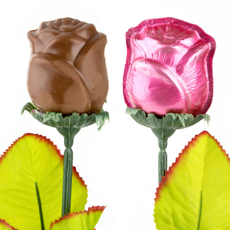 Milk Chocolate Long Stem Pink Rose