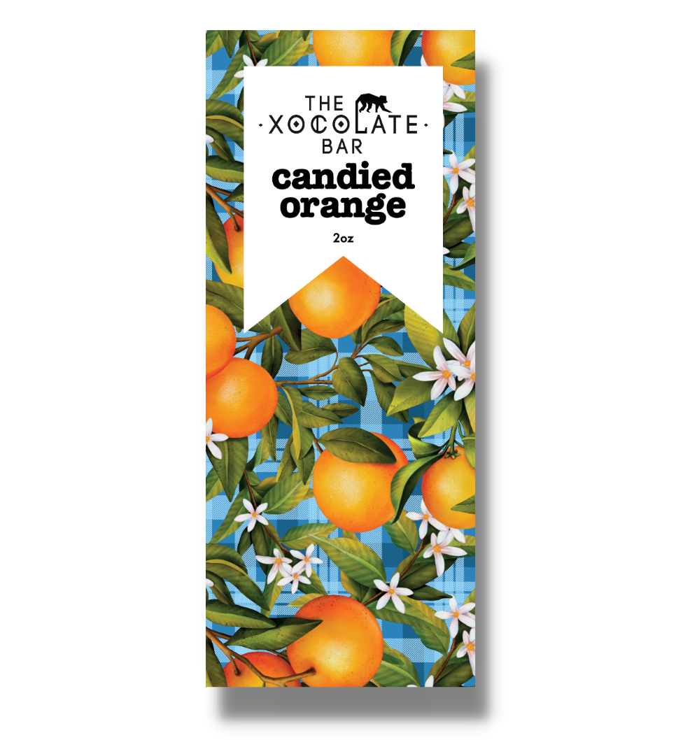 Candied Orange Bar -Organic Fair Trade Vegan Dark Chocolate Bar