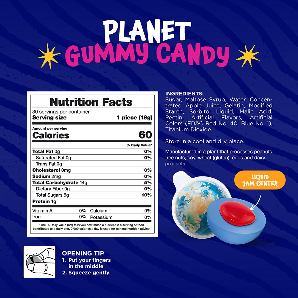 Funtasty Earth Planet Gummy Balls Candy with Jam Center