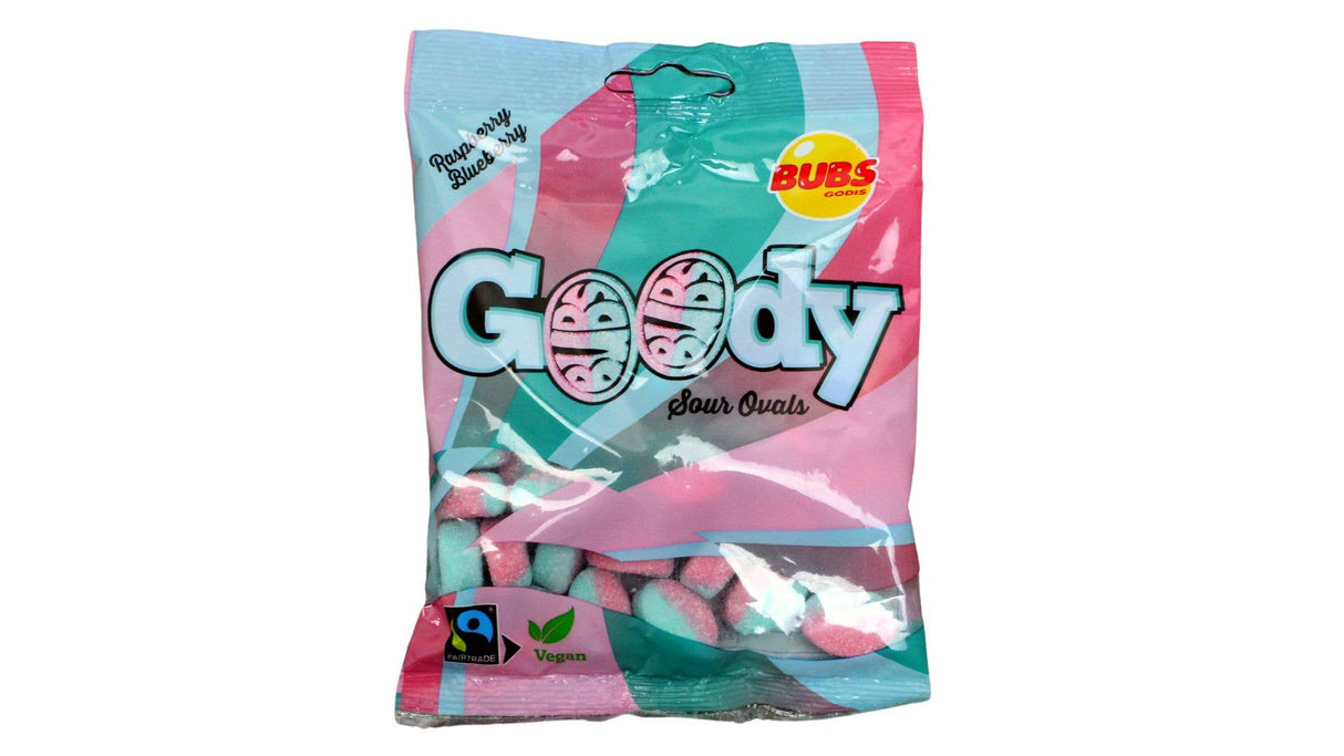 Bubs Godis Sour Raspberry and Blueberry Mini Ovals