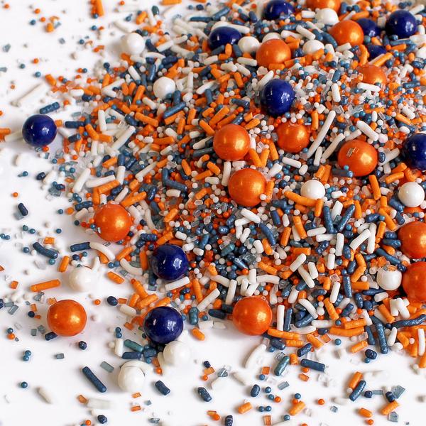 Navy Blue, Orange & White Sporty Sprinkle Mix