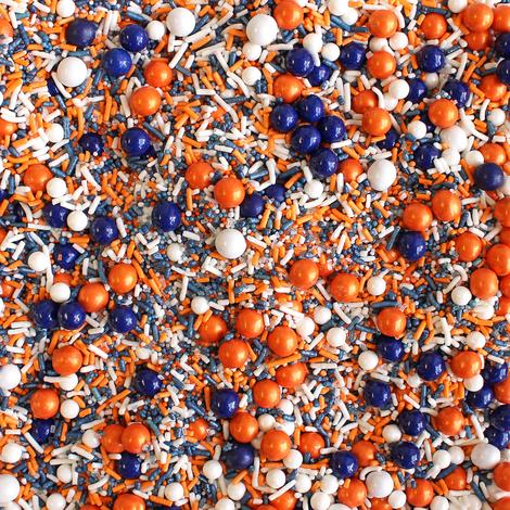 Navy Blue, Orange & White Sporty Sprinkle Mix